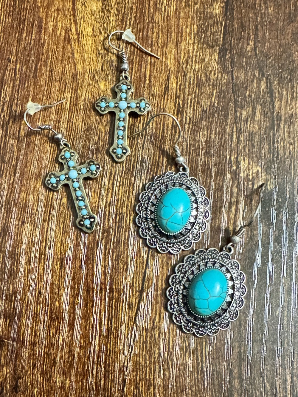 Set of 2 Western Boho Turquoise Earrings